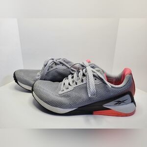 Reebok Women's 5.5 Nano X1 Grit Grey Orange Flare - worn